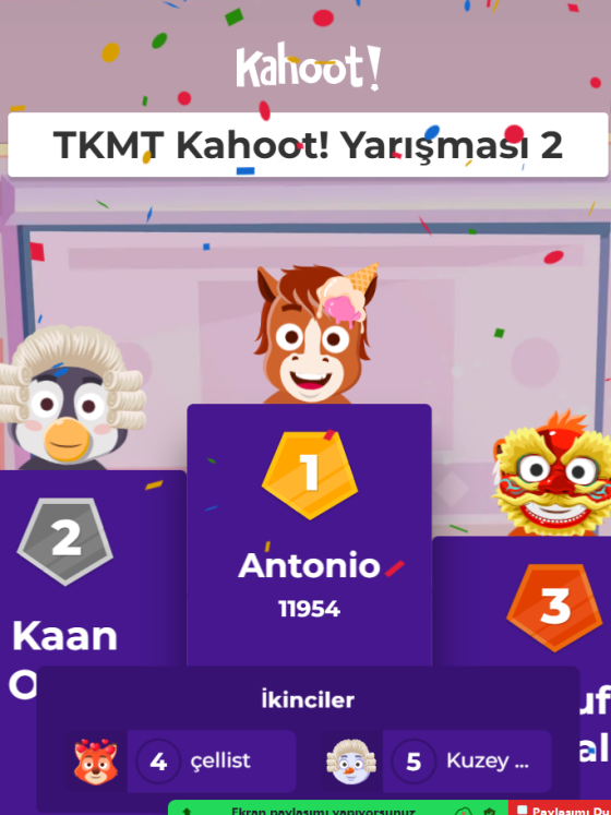 18.09.2024 Tarihli Kahoot! Yarışmamızın Kazananları